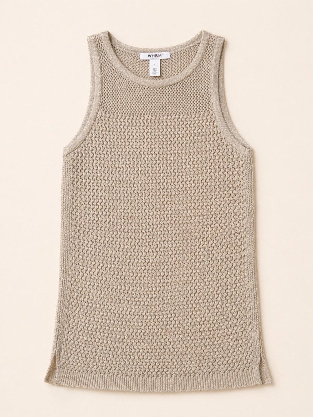 White House Black Market Knit Tank Beige Sleeveless Tunic Sweater Womens Small